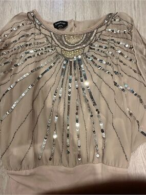 bebe Blush Sequin & Beaded Scoop Neck One piece